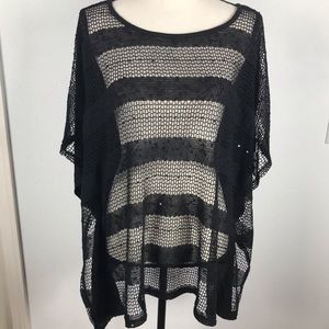 STYLE & CO WING SLEEVES SEQUENCE BLACK TOP